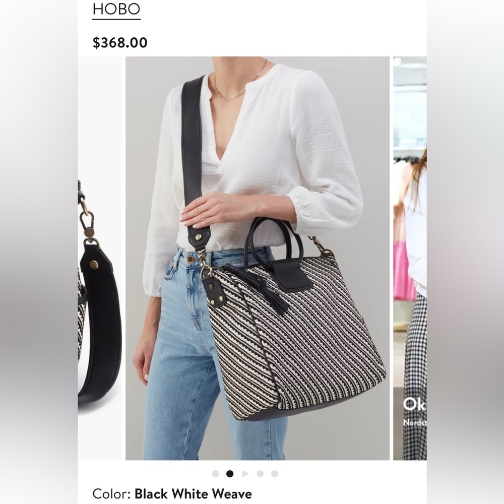 Like new, large Sheila Hobo satchel, white and black artisan weave